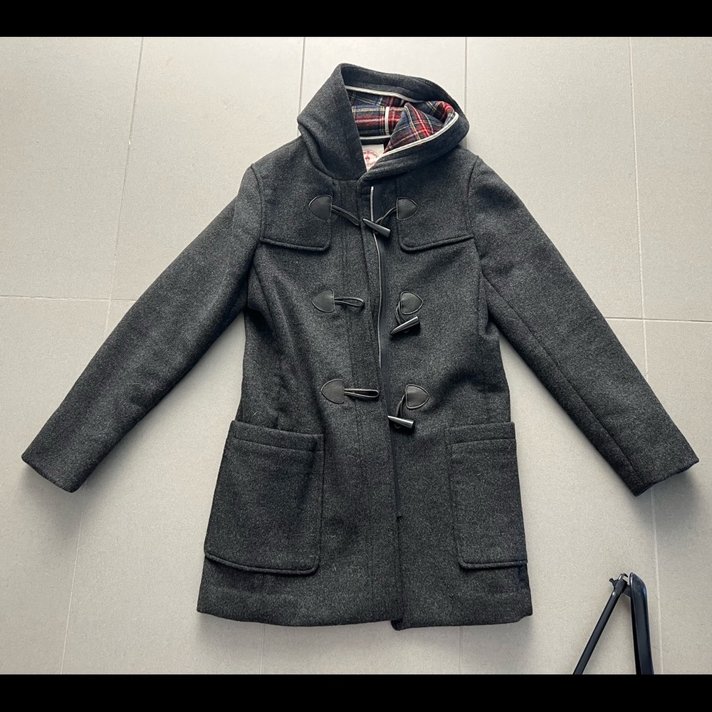 Brooks brothers red fleece gray wool coat